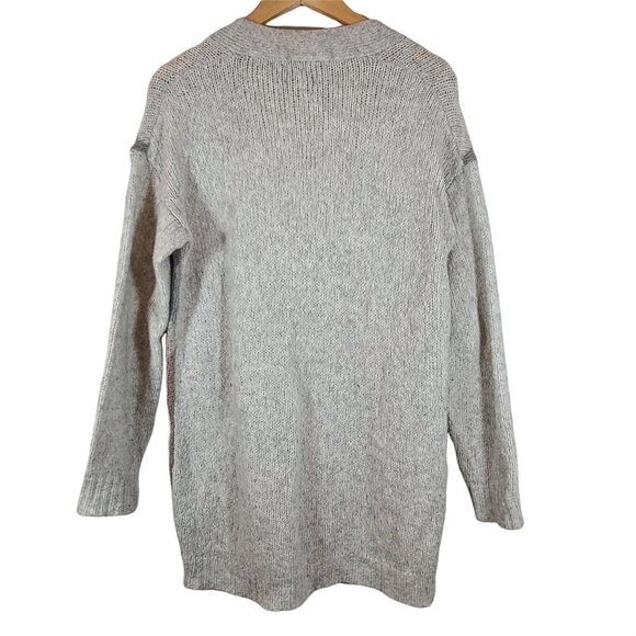 Line The Label Argyle Gray Multi Color Long‎ Line Button Front Cardigan Cozy S - Picture 6 of 8